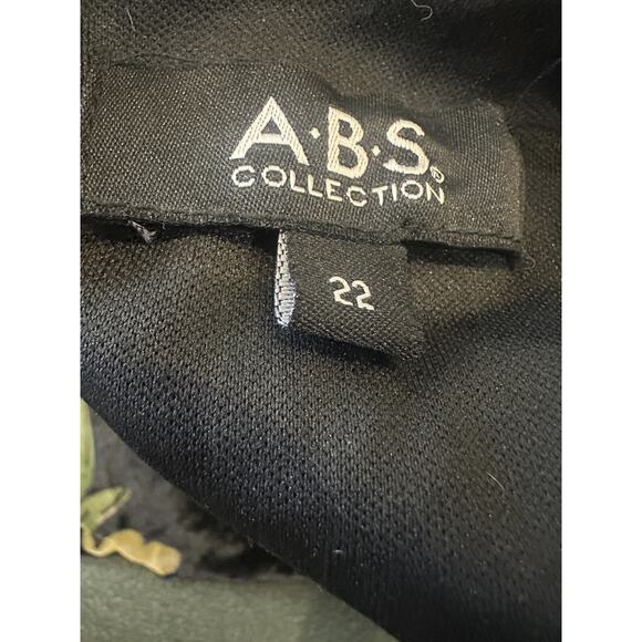 ABS Collection Crushed Velvet Floral Dress Long Sleeve Ruffle Black Plus Size 22 - Picture 11 of 15